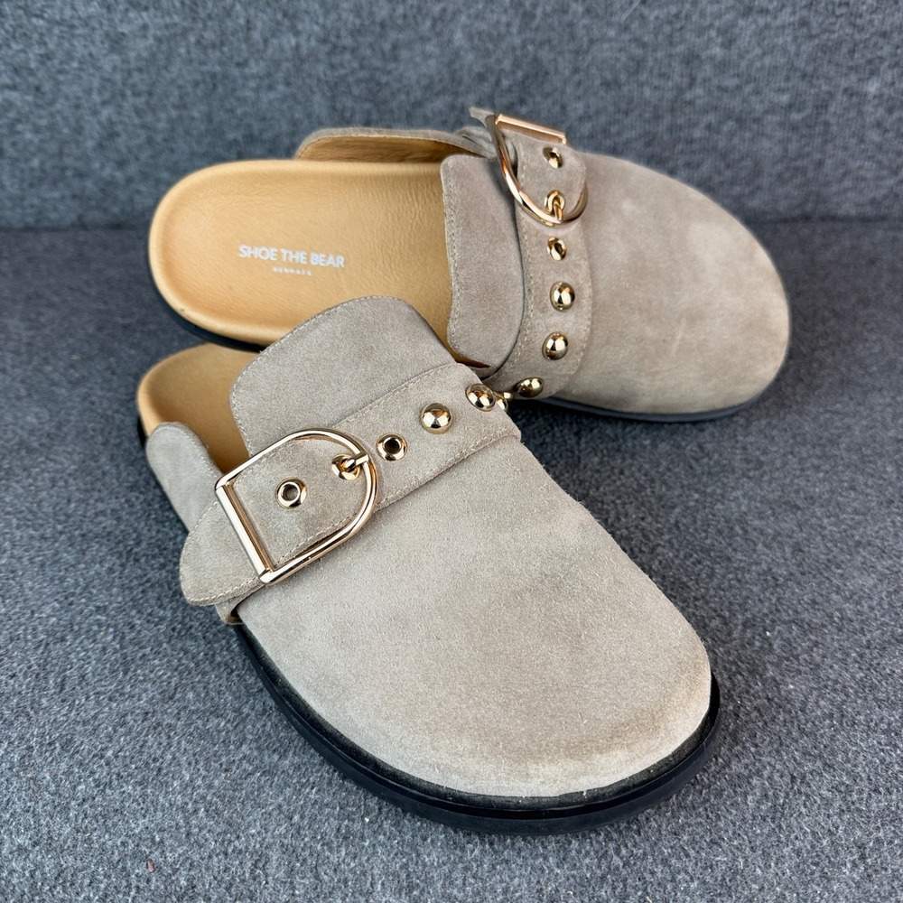 Free People‎ Siri Buckle Clogs Shoe The Bear Women 38|US8 Taupe Studded